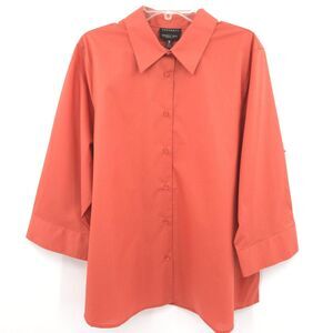 Foxcroft wrinkle-free shaped fit lightweight button down top Size 20W dk orange